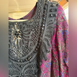 Anthropologie Tracy Reese Purple /Maroon, blue   and Black Paisley Dress